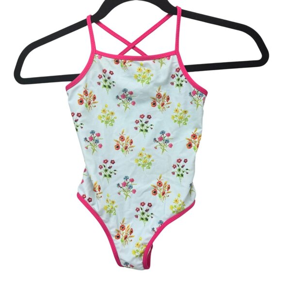 Oscar de la Renta One Piece Swimsuit Girls Blue Multi Floral Botanical Size 6 Y